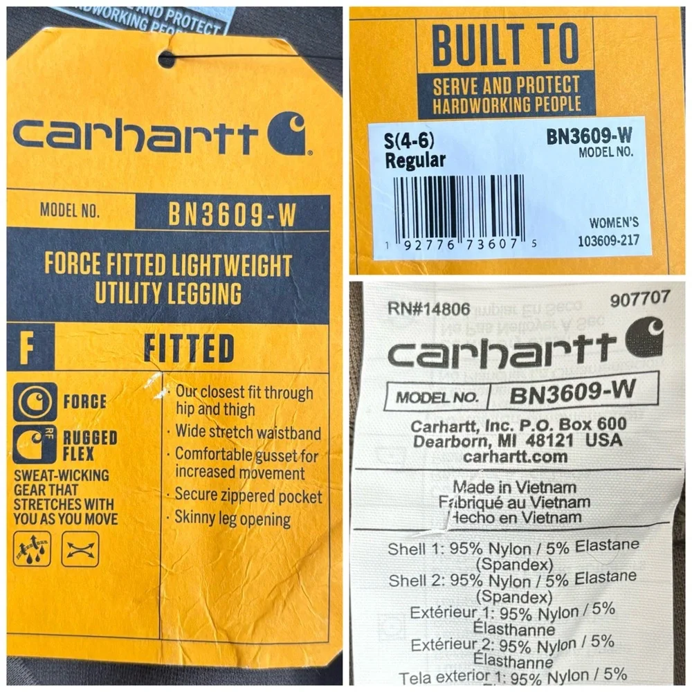 Carhartt Force Fitted Light Weight Utility Legging Tarmac Olive Green Small 4-6